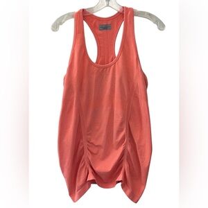Athleta Neon Orange & White Heathered Fast Track Ruched Tank Size XL